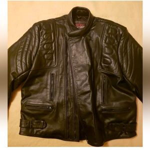 Lucky Leather Los Angeles Mens Black Leather Biker Jacket Size 56